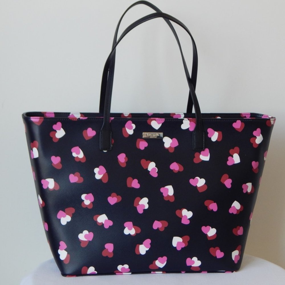 Kate Spade Margareta Shore Street Flutter Hearts Top Zip Large Tote Bag NWT